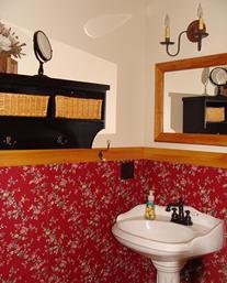 Red Room bath pedestal sink